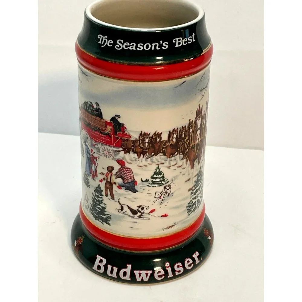 1991 Budweiser Season's Best Holiday Stein mug beer Clydesdale made Brazil
